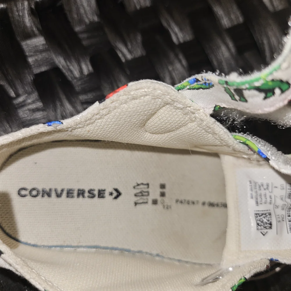 Converse Kids White Sneakers with Dinosaur Print
